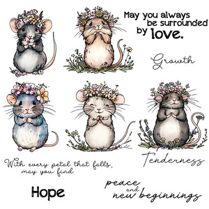 Gorgeous Little Mice Saying Lovely Prayers Transparent Stamps