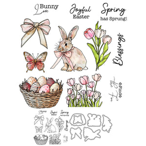 Beautiful Bunny in his Easter Bow Tie Transparent Stamps, Dies, Stamp and Die Set (please order items separately)