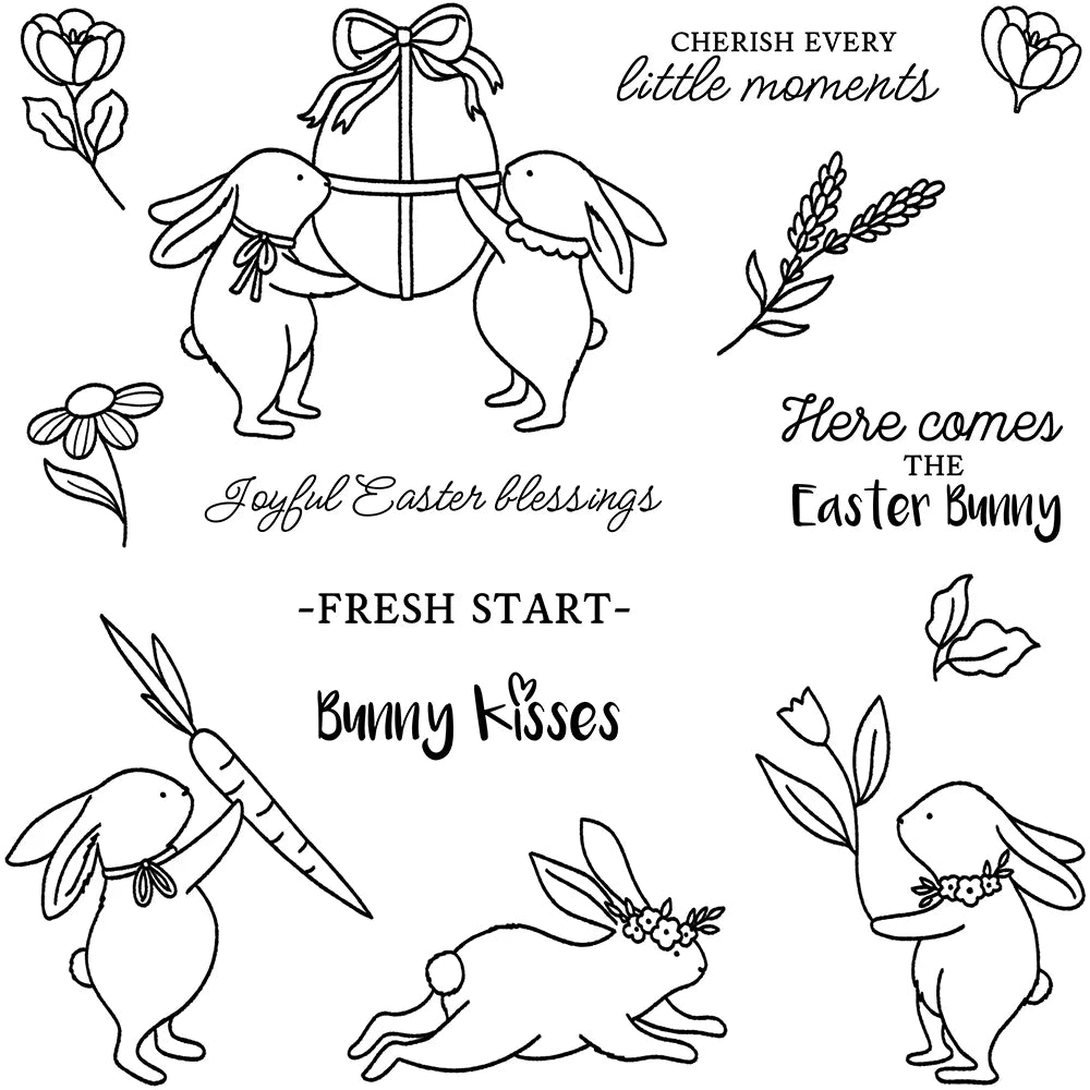 Delightful Bunny Kisses Transparent Stamps, Dies, Stamp and Die Set (please order items separately)