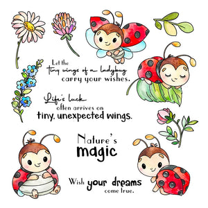 Cute Ladybug Transparent Stamps, Dies, Stamp and Die Set (please order items separately)