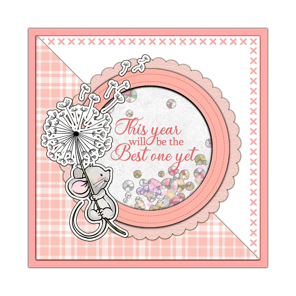 Sweet Mouse with Flowers Transparent Stamps, Stamp and Die Set (please order items separately)