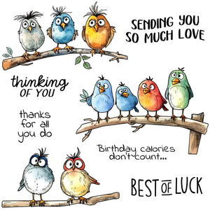 Funny Birdies Thinking of You Transparent Stamps, Stamp and Die Set (please order items separately)