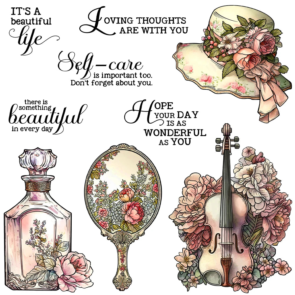 Elegant It's a Beautiful Life Vintage-Style Transparent Stamp