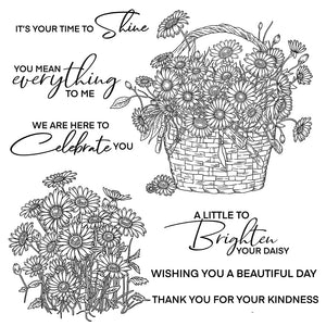 Blossoming Baskets of Daisies Transparent Stamp and Die Set