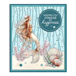 Gorgeous Mermaid with Fish and Seashells Transparent Stamps, Stamp and Die Set (please order items separately)