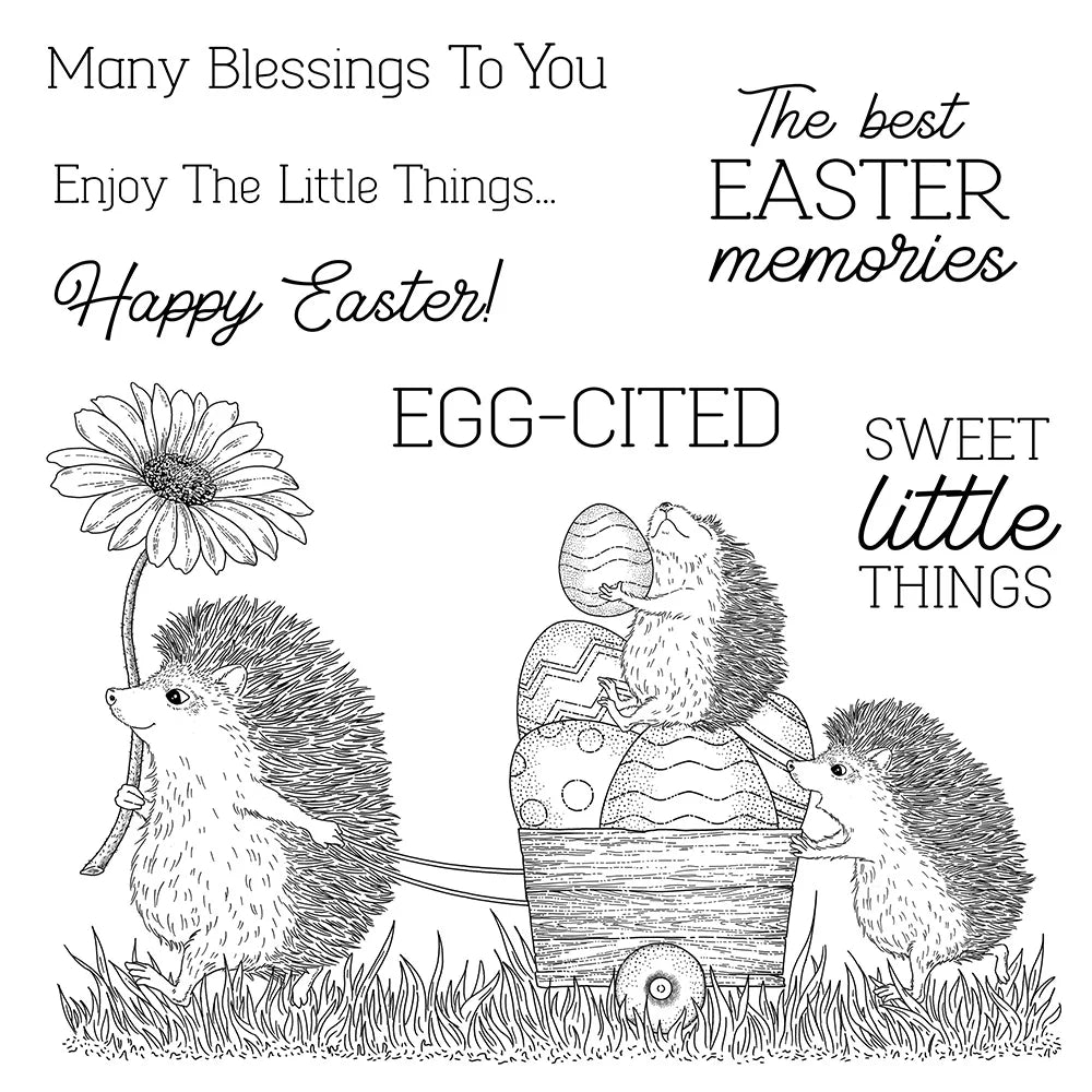 Adorable Hedgehogs Feeling "Egg-Cited" For The Easter Egg Hunt Transparent Stamps