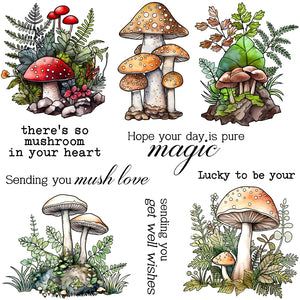 Beautiful Nature Mushrooms Transparent Stamps, Stamp and Die Set (please order items separately)