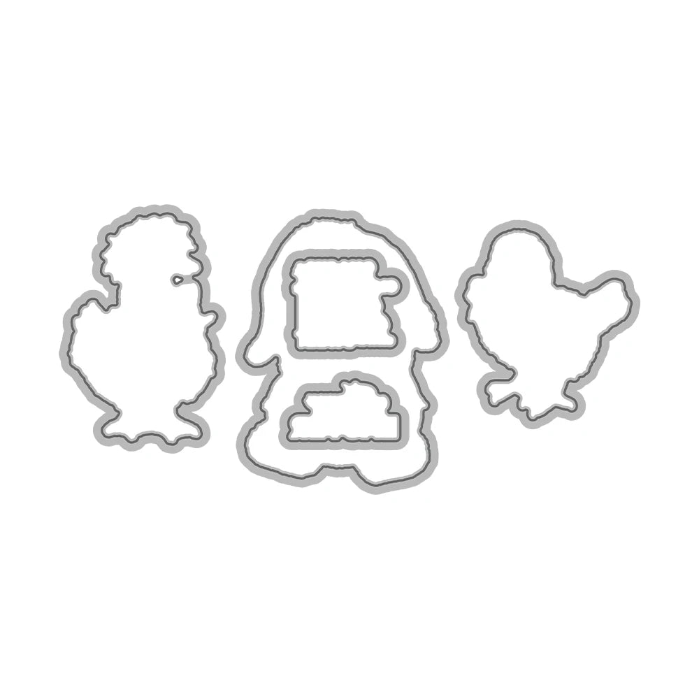 Cute Easter Friends Transparent Stamps, Dies, Stamp and Die Set (please order items separately)