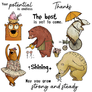 Comical  Bear "The Best Is Yet To Come "Transparent Stamps