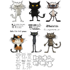 Funny Kitty Cats With Attitude Transparent Stamps, Dies, Stamp and Die Set (please order items separately)