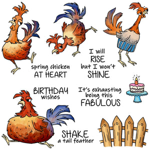 Hilarious Hen Antics Transparent Stamps, Stamp and Die Set (please order items separately)