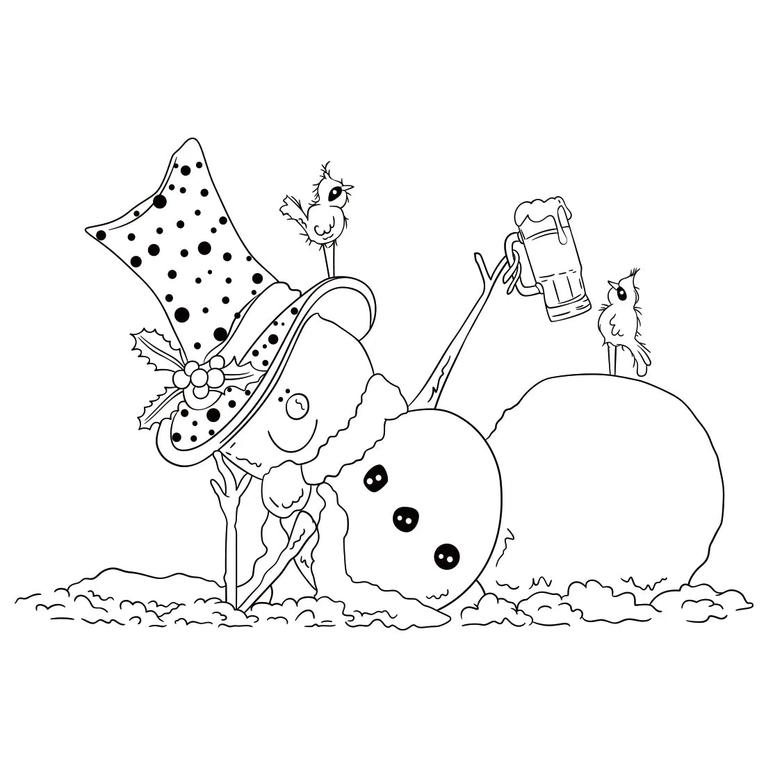 Comical Winter Snowman Transparent Stamp