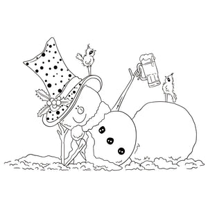 Comical Winter Snowman Transparent Stamp