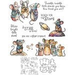 Beautiful Reach For The Stars with Adorable Mice Transparent Stamps, Dies, Stamp and Die Set (please order items separately)