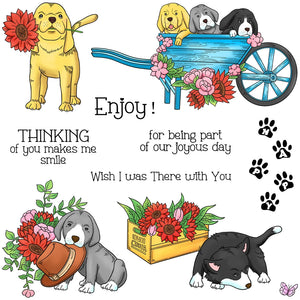 Adorable Doggies Sending Love Transparent Stamps, Stamp and Die Set (please order items separately)