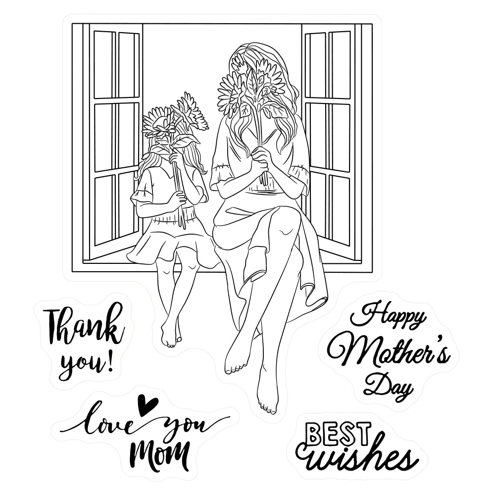 Beautiful Mum And Daughter Celebrating Together Transparent Stamps, Dies, Stamp and Die Set (please order items separately)