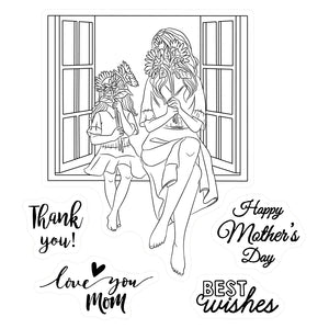 Beautiful Mum And Daughter Celebrating Together Transparent Stamps, Dies, Stamp and Die Set (please order items separately)