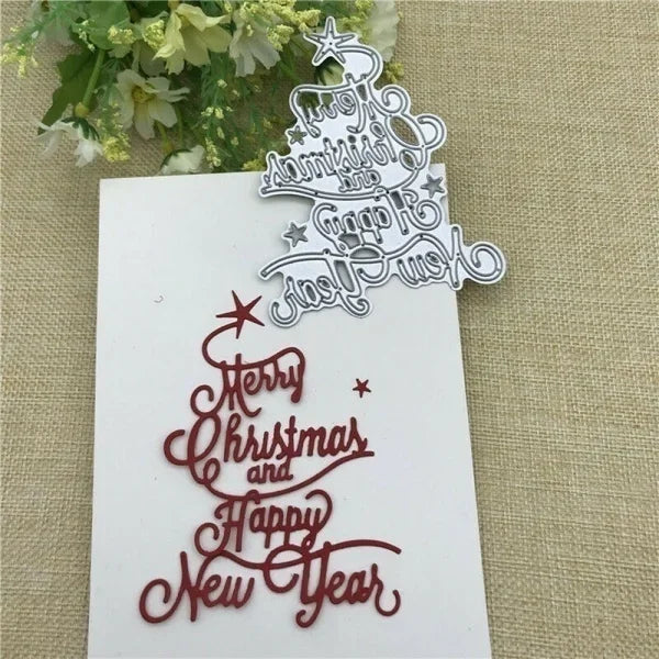 Versatile Merry Christmas and Happy New Year Words  Metal Cutting Die