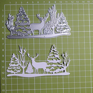 Exquisite Christmas Reindeer And Tree Metal Cutting Die, 6.0 cm x 11.5 cm/2.5 in x 4.52 in