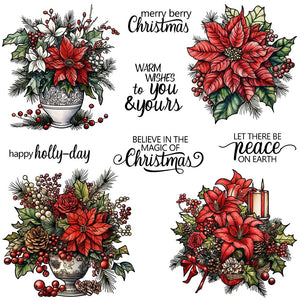 Perfect Poinsettia Christmas Flowers Transparent Stamps