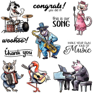 Adorable Musical Animals Transparent Stamps, Stamp and Die Set (please order items separately)