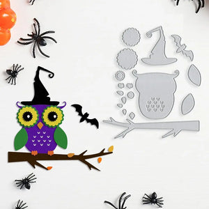 Cute and Scary Halloween Owl Metal Cutting Dies, Size on Photo