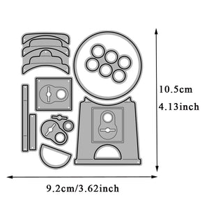 Cute Gumball Machine/Sweetie Dispenser Metal Cutting Die, Size on Photo