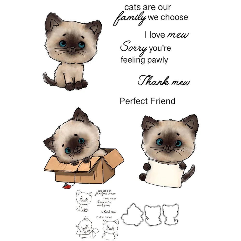 Gorgeous Kitty Transparent Stamps/Dies (please order items separately)