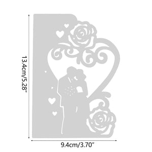 Exquisite Couple/Rose Heart Border Metal Cutting Die, Size on Photo