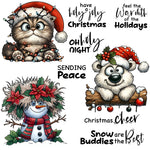 Adorable Christmas Snow Buddies Transparent Stamps, Stamp and Die Set (please order items separately)