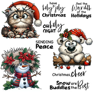 Adorable Christmas Snow Buddies Transparent Stamps, Stamp and Die Set (please order items separately)