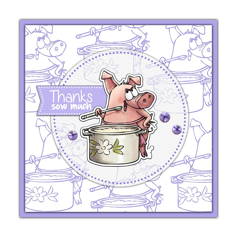 Funny Piggies Baking Transparent Stamps, Stamp and Die Set (please order items separately)