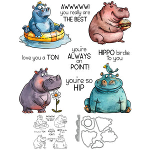 Sweet Hippo Love You A Ton Transparent Stamps, Dies, Stamp and Die Set (please order items separately)