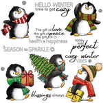 Gorgeous Winter Penguins Ready For Christmas Transparent Stamps, Dies, Stamp and Die Set, Stencils (please order items separately)