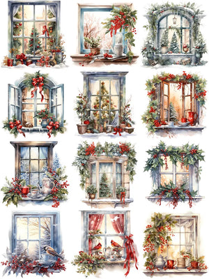 Adorable Christmastime Windows Decorative Stickers, 12 Pieces, 5-8 cm