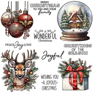 Beautiful Christmas Reindeer/Snow Globe/Gift Transparent Stamps