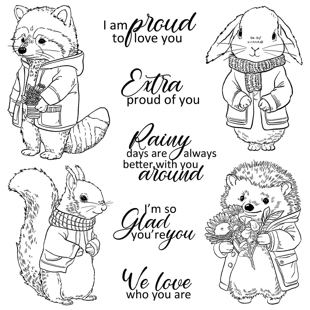 Sweet Animals Sending Beautiful Sentiments Transparent Stamps, Stamp and Die Set (please order items separately)