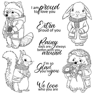 Sweet Animals Sending Beautiful Sentiments Transparent Stamps, Stamp and Die Set (please order items separately)