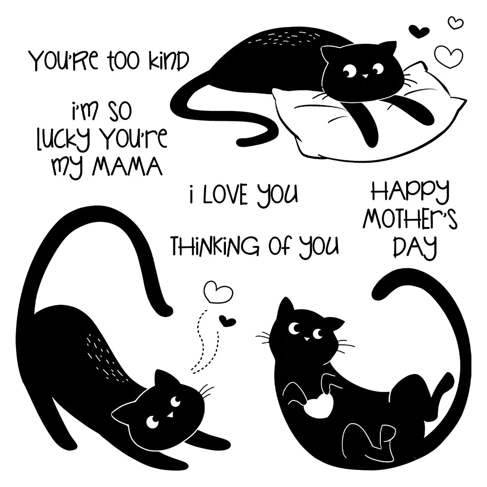 Sweet Kitty Cat Sending Mummy Love Transparent Stamps, Dies, Stamp and Die Set (please order items separately)