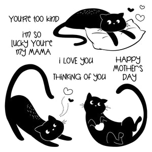 Sweet Kitty Cat Sending Mummy Love Transparent Stamps, Dies, Stamp and Die Set (please order items separately)