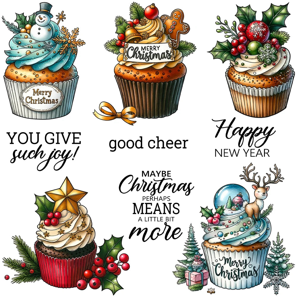 Gorgeous Christmas Cupcakes Transparent Stamps, Dies, Stamp and Die Set (please order items separately)