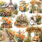 Beautiful Vintage-Style Rose Garden Decorative Stickers, 3 Designs to Choose, 20 Pieces, 5-7 cm