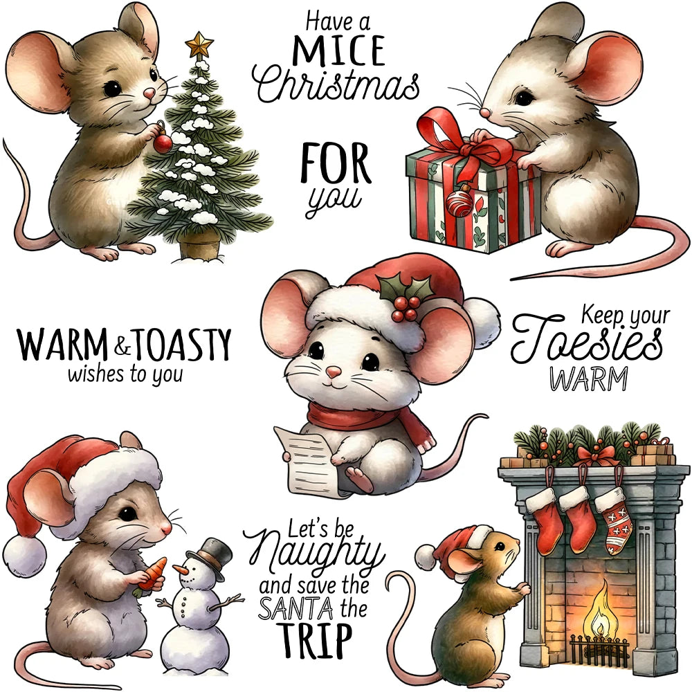 Cute Have a "Mice" Christmas Transparent Stamps, Dies, Stamp and Die Set (please order items separately)