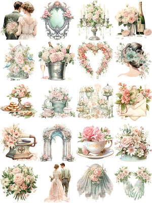 Beautiful Romantic Wedding Decorative Stickers, Two Designs To Choose From, 20 Pieces, 4-6 cm