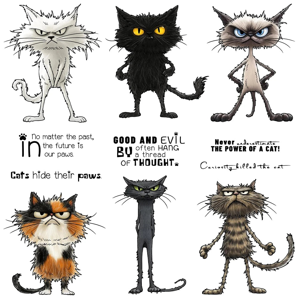 Funny Kitty Cats With Attitude Transparent Stamps, Dies, Stamp and Die Set (please order items separately)