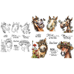 Comical Horse Sending Well Wishes Transparent Stamps