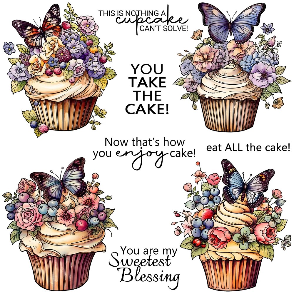 Gorgeous Sweet Cupcakes Transparent Stamps