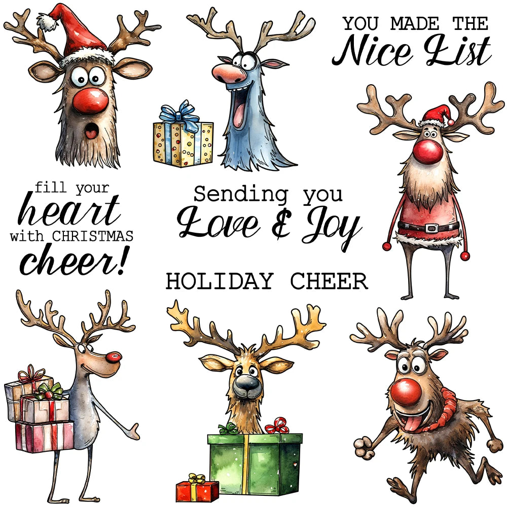 You Made The Nice List Comical Reindeer Transparent Stamps, Dies, Stamp and Die Set (please order items separately)