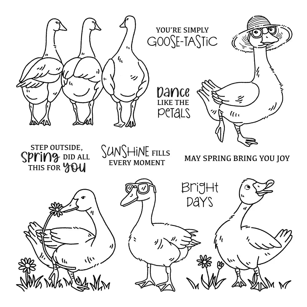 Comical Geese on a Spring Day Outing Transparent Stamps, Dies, Stamp and Die Set (please order items separately)