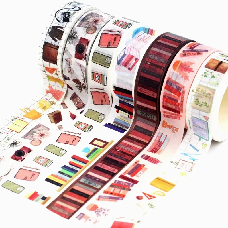 Cute and Versatile Variety of Decorative Washi Tape, Various Designs, Length 10 m, 1 Piece